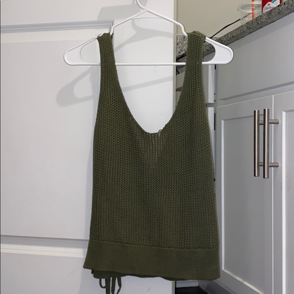 dee elly sweater tie tank top! dark green - Picture 3 of 3